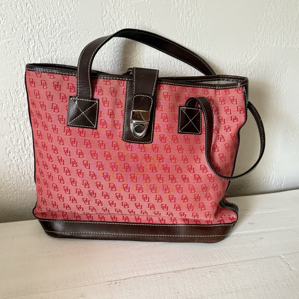 Dooney & Bourke signature Red Canvas Bucket Bag Tote